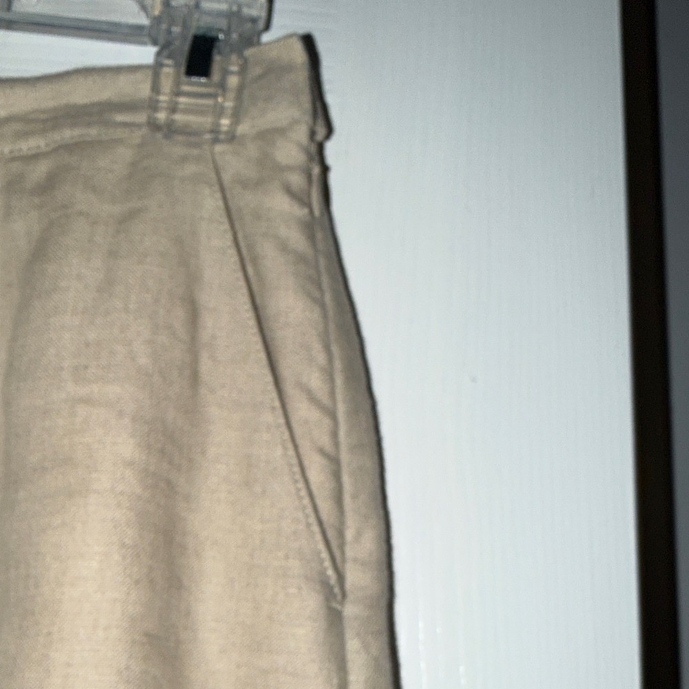 L.L. Bean Women's Khaki 100% Linen Midi Skirt Size 4 Reg - Picture 3 of 4
